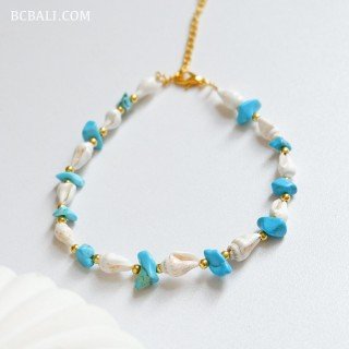 Original Shell Bracelet with Natural Stone Handmade